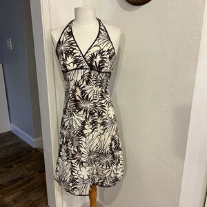 Brown and White Halter Dress